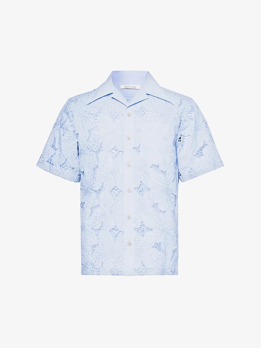 Highlife floral-embroidery cotton-blend shirt - 1