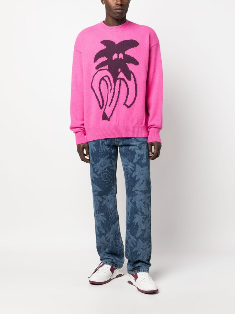 Palm Angels Palmity palm tree-print jeans outlook