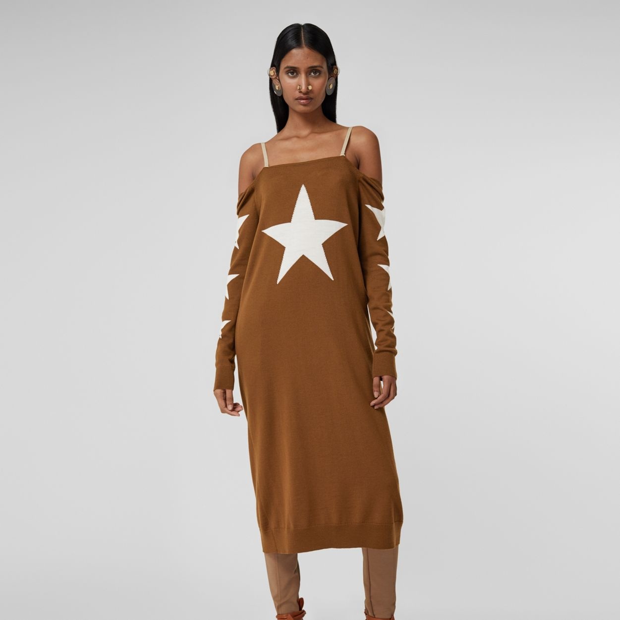 Star Motif Wool Reconstructed Sweater Dress - 6