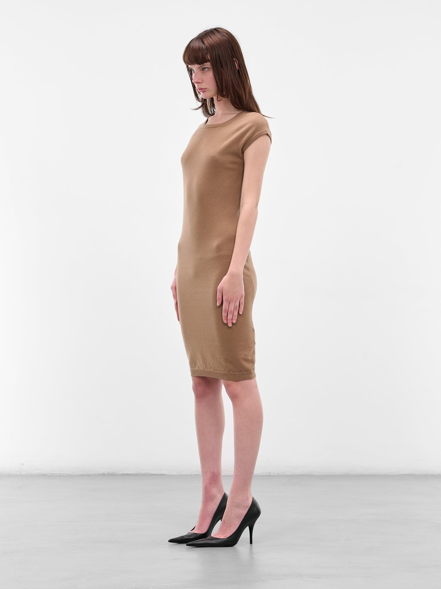 Brown Seamless Wool Mini Dress - 2