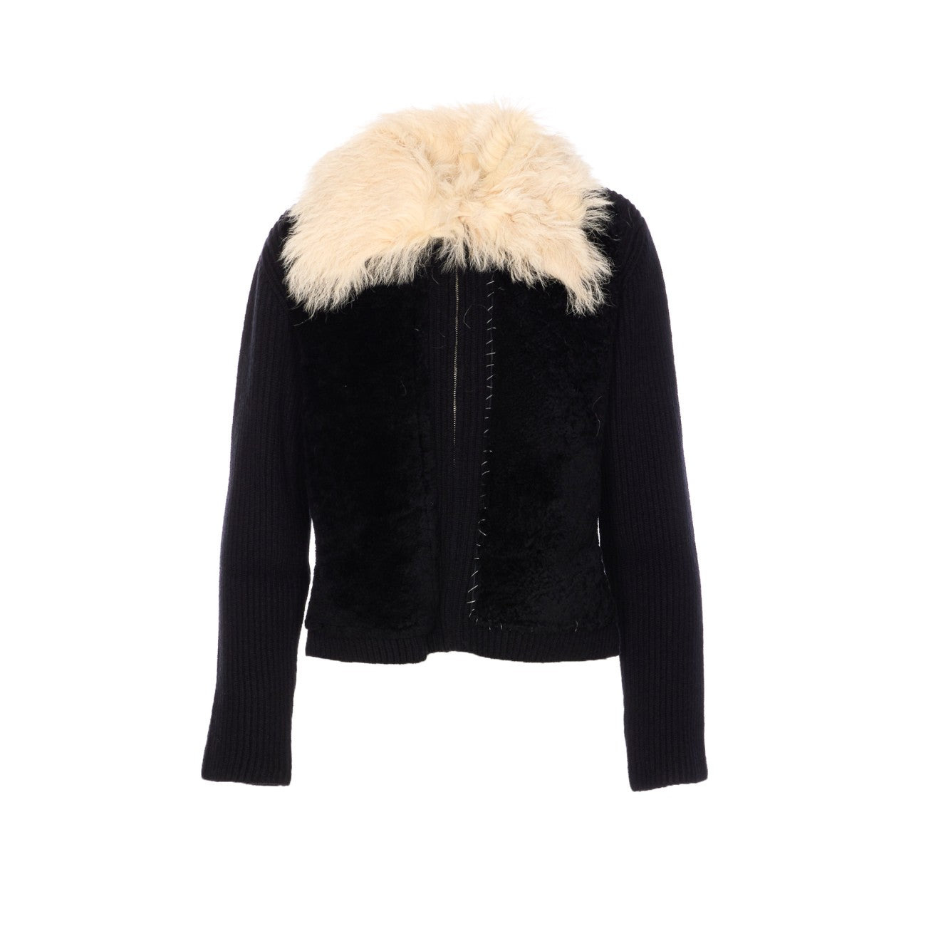 Marni Women Wool Cardigan With Shearling Patches And Marni Mending Logo - 1