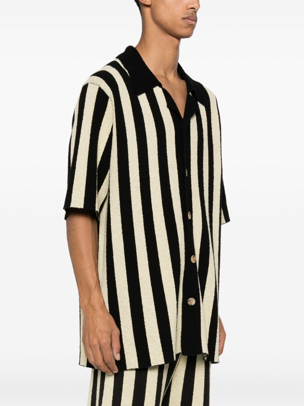 striped camp-collar shirt - 3