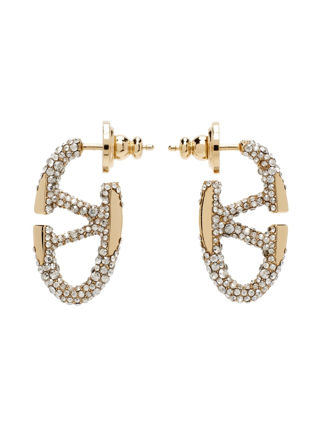 Gold Crystal Logo Earrings - 1