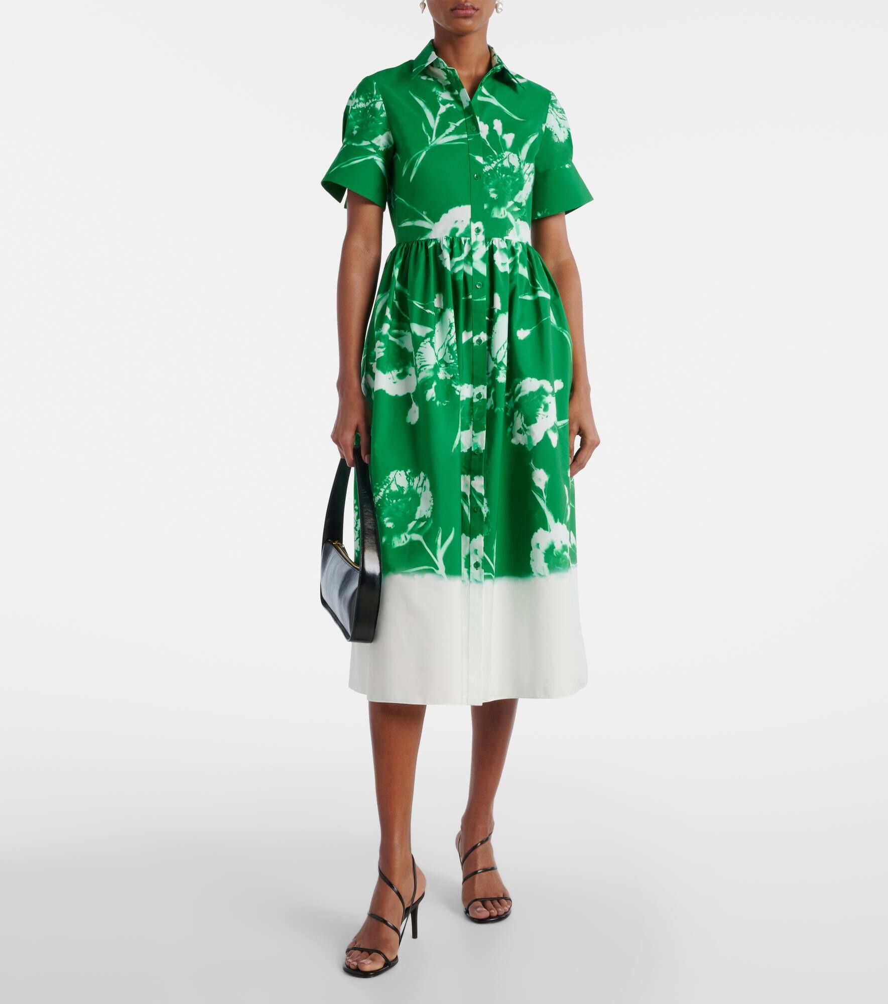 Floral cotton poplin shirt dress - 2