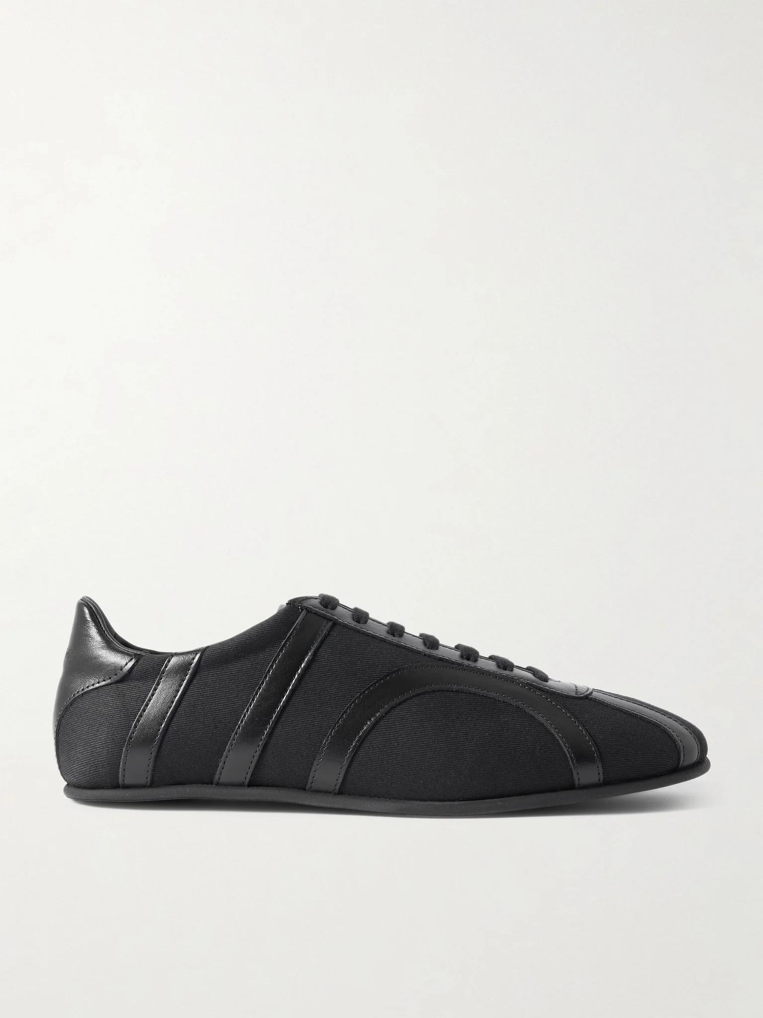 Leather-trimmed cotton-canvas sneakers Black - 1