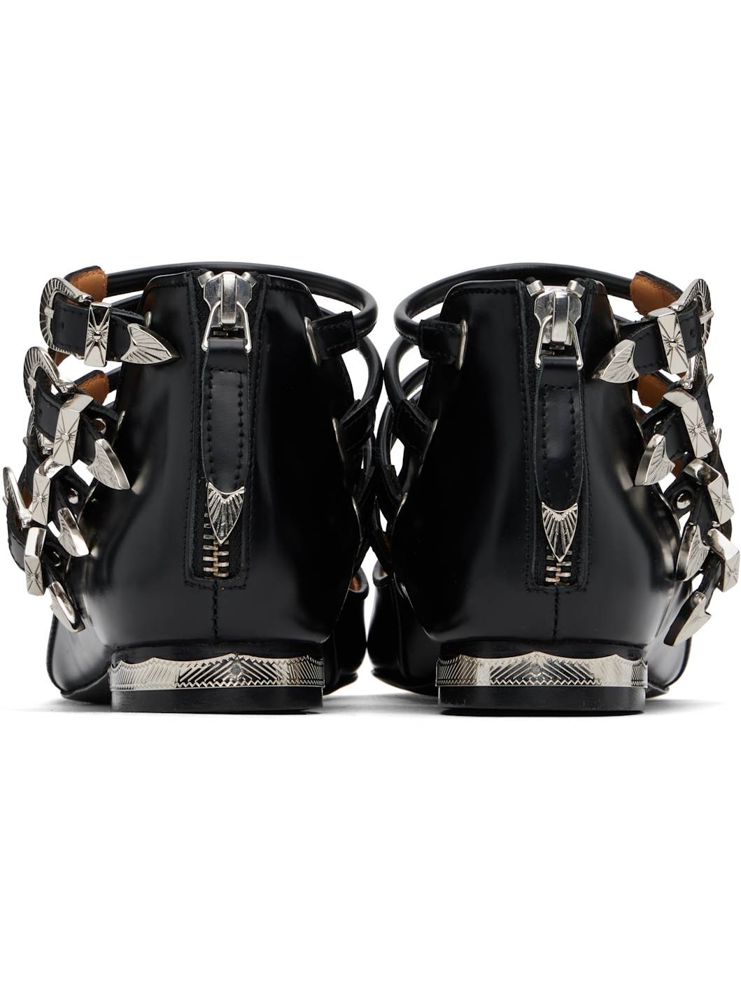 Black Polido Multi Strap Ballerina Flats - 2