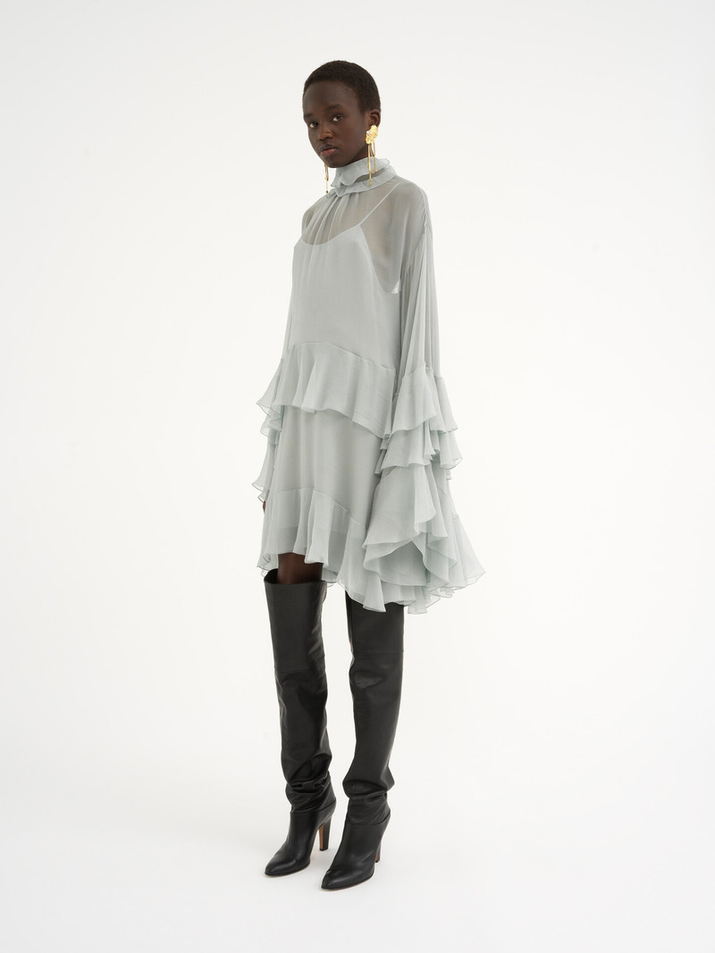 MINI RUFFLED DRESS IN SILK MOUSSELINE 3