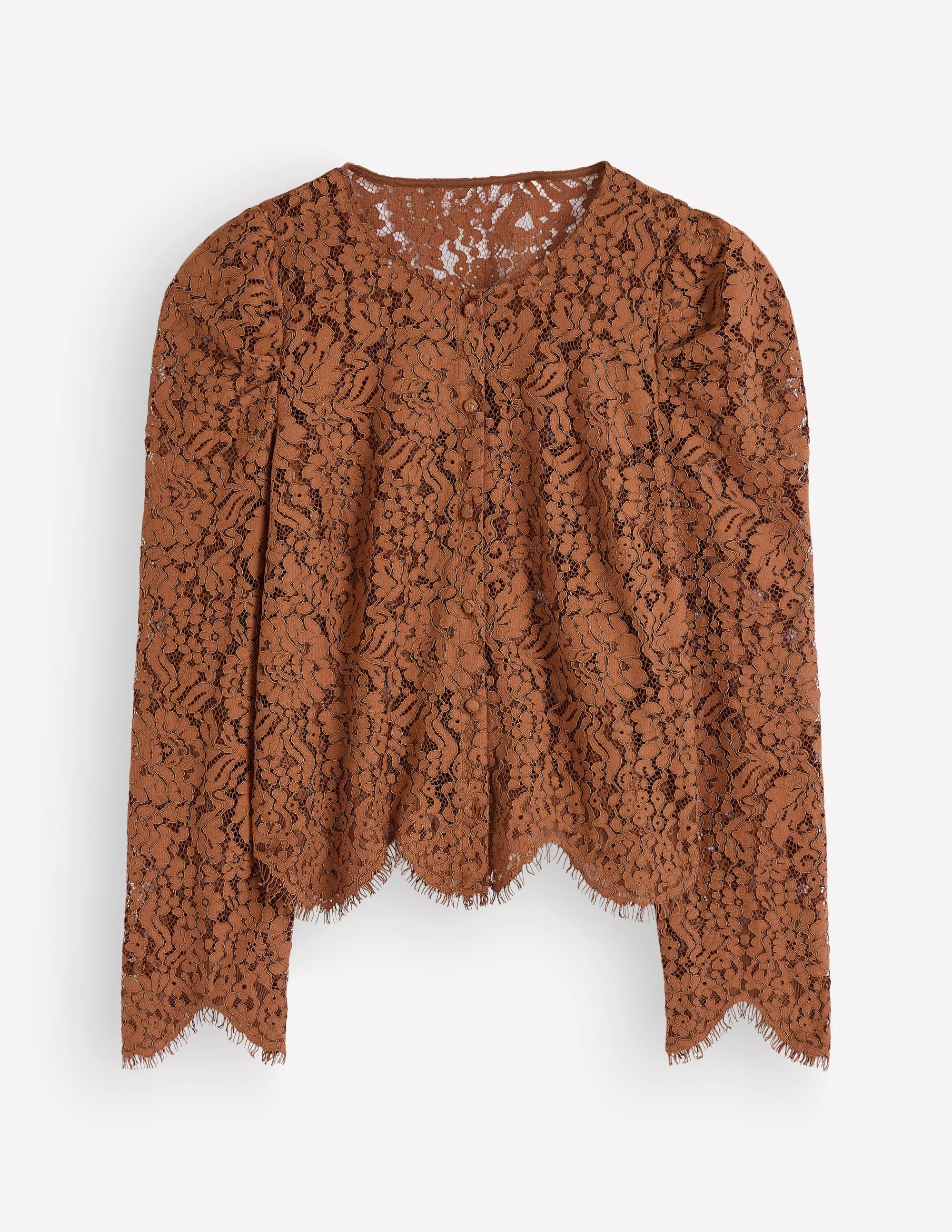Lace Puff Sleeve Top-Ginger - 1