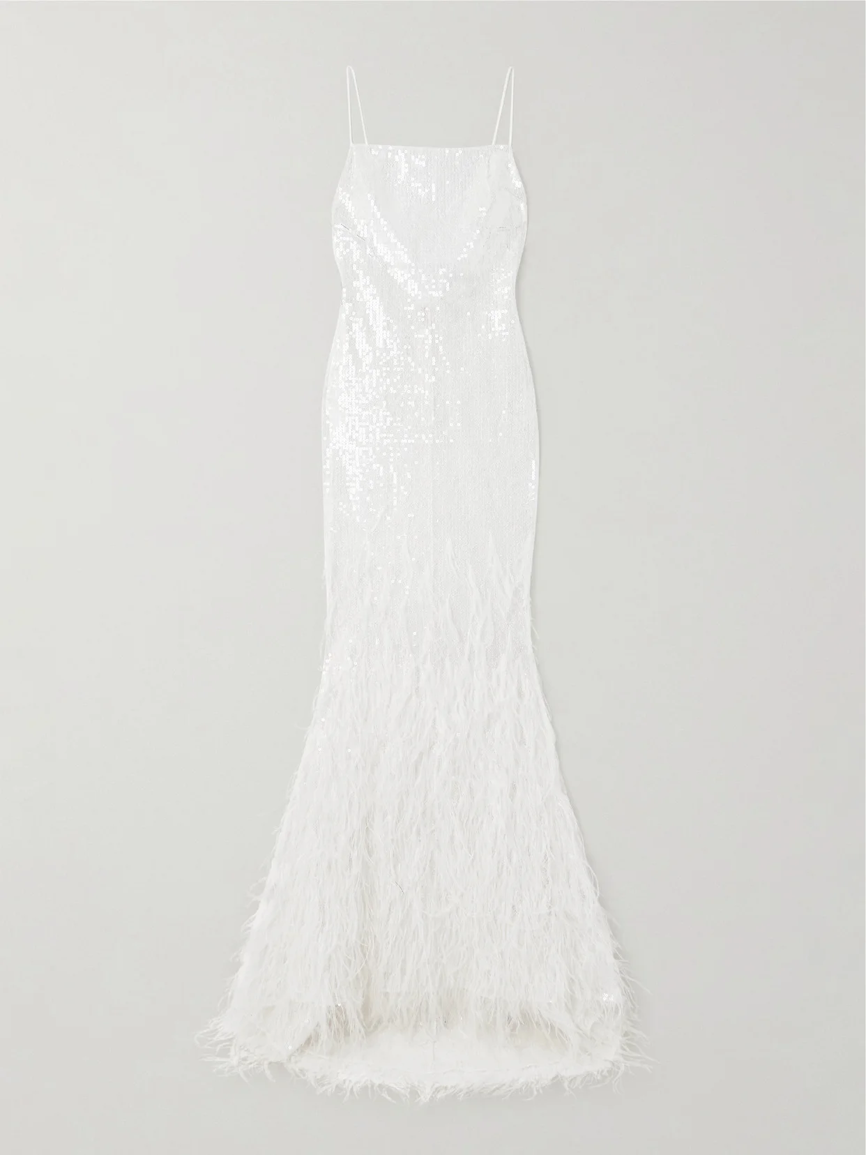 Odessa Feather-trimmed Sequined Lace Gown - 1