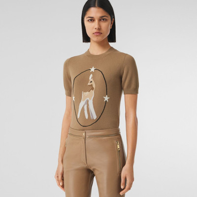 Burberry Deer Graphic Intarsia Wool Cashmere Blend Top outlook