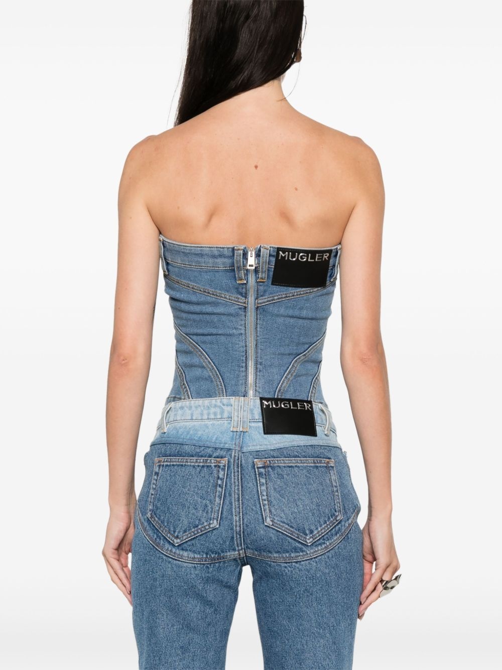 spiral denim bustier - 4