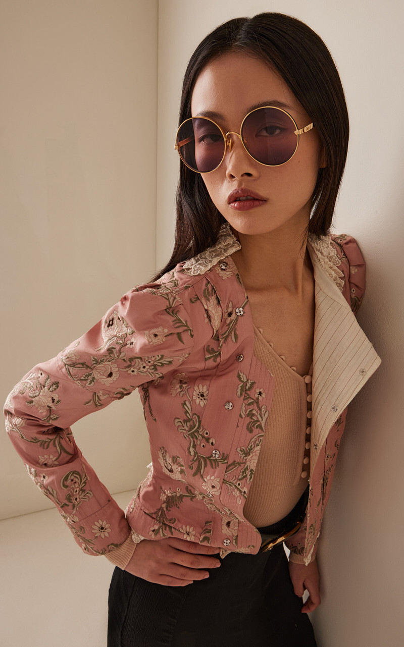 Chloé Aly Round-Frame Metal Sunglasses pink outlook