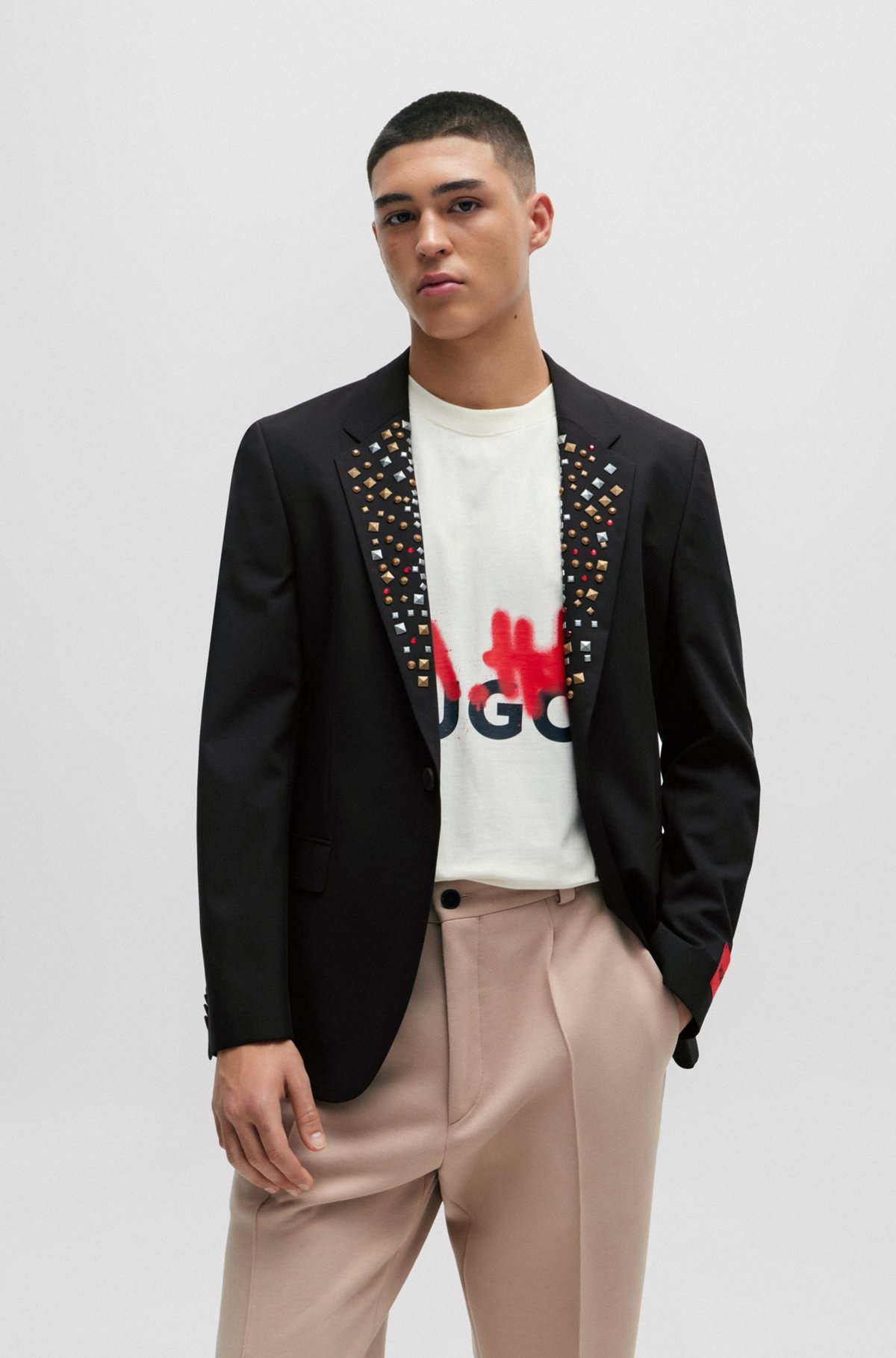 SLIM-FIT JACKET WITH STUDDED LAPELS - 2