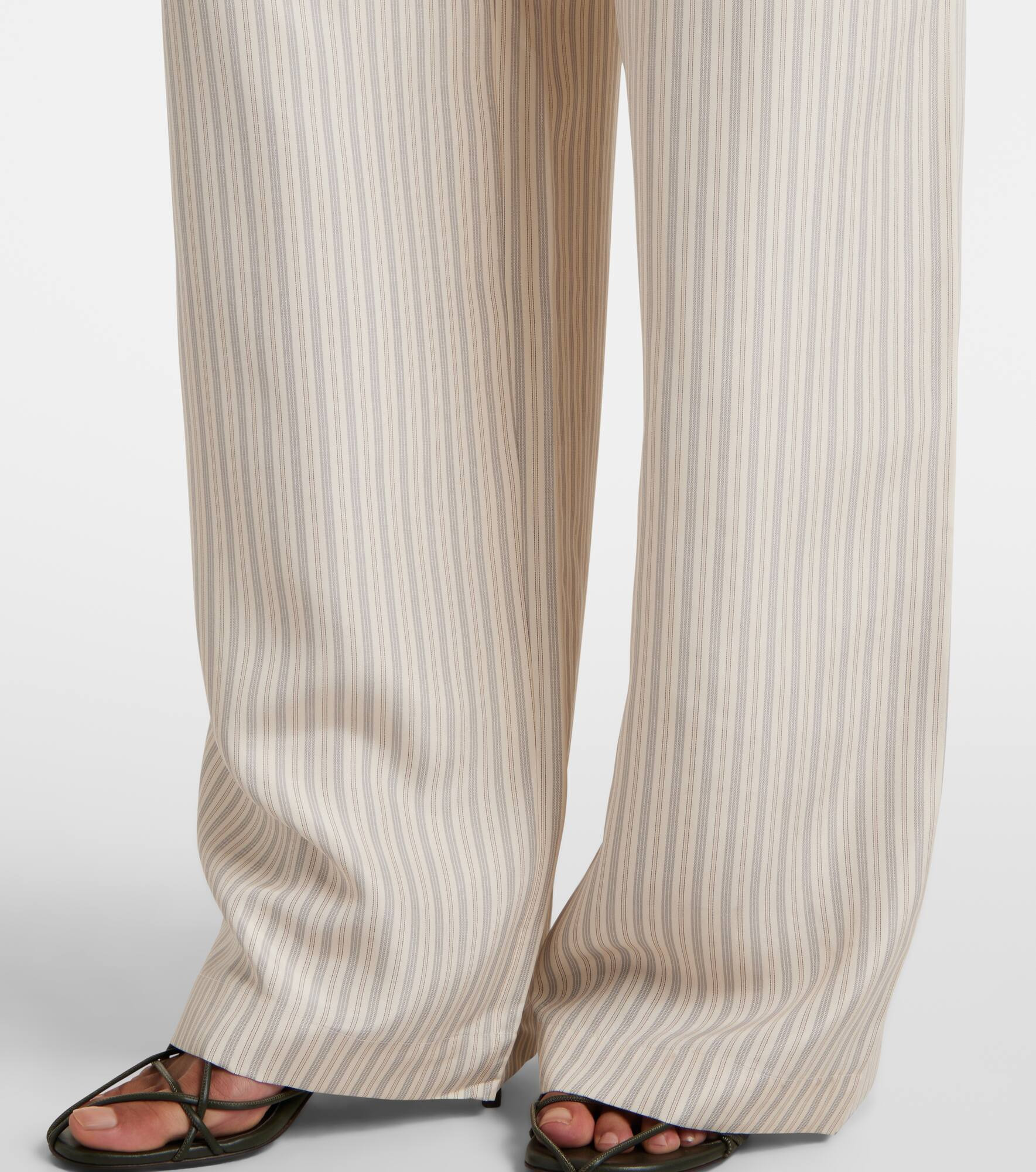Striped silk wide-leg pants - 5