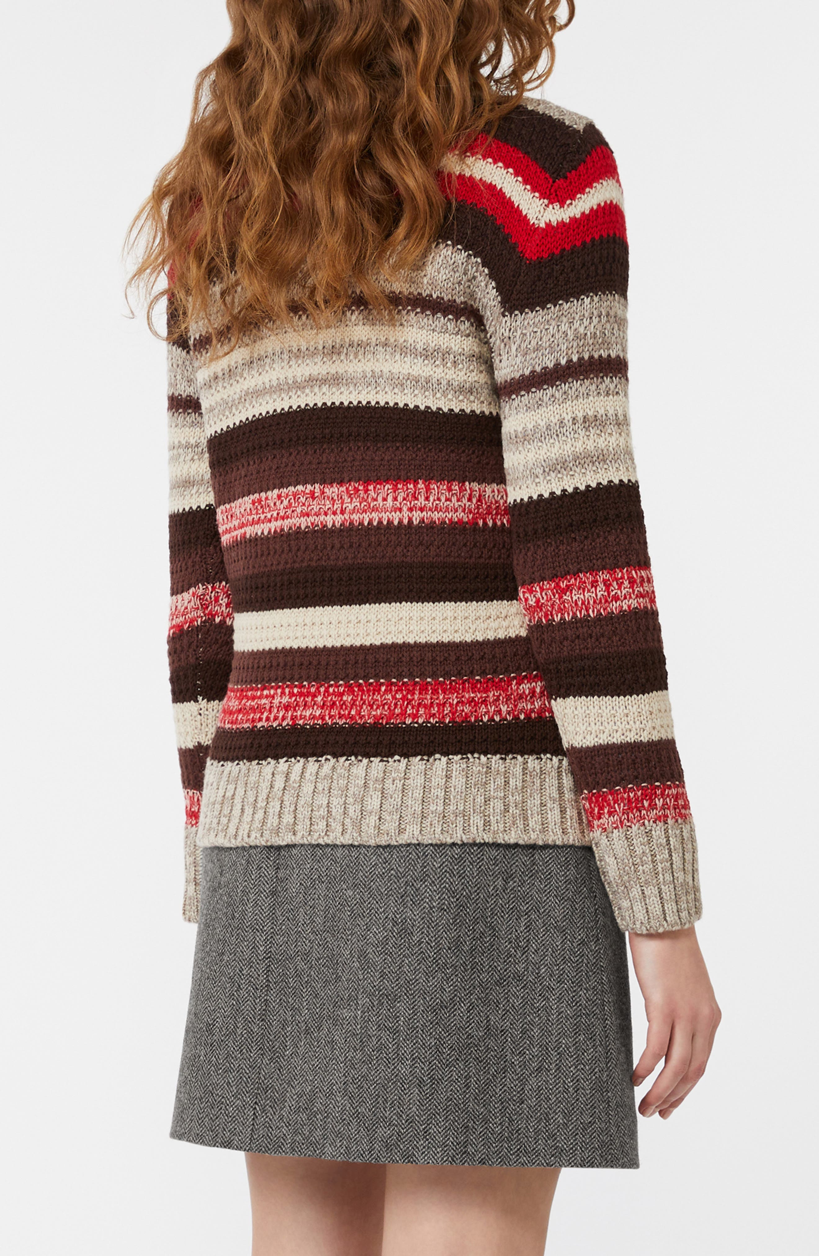 Weekend Max Mara Ilde Stripe Virgin Wool Crewneck Sweater in Red at Nordstrom - 2