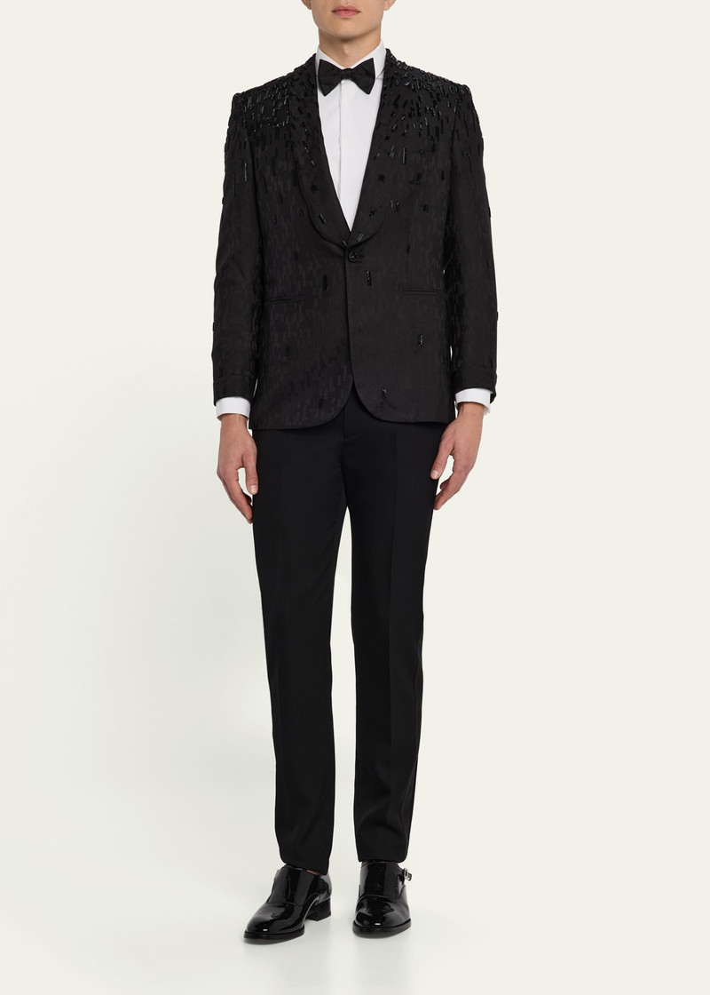 Brioni Men's Embroidered Herringbone Dinner Jacket outlook