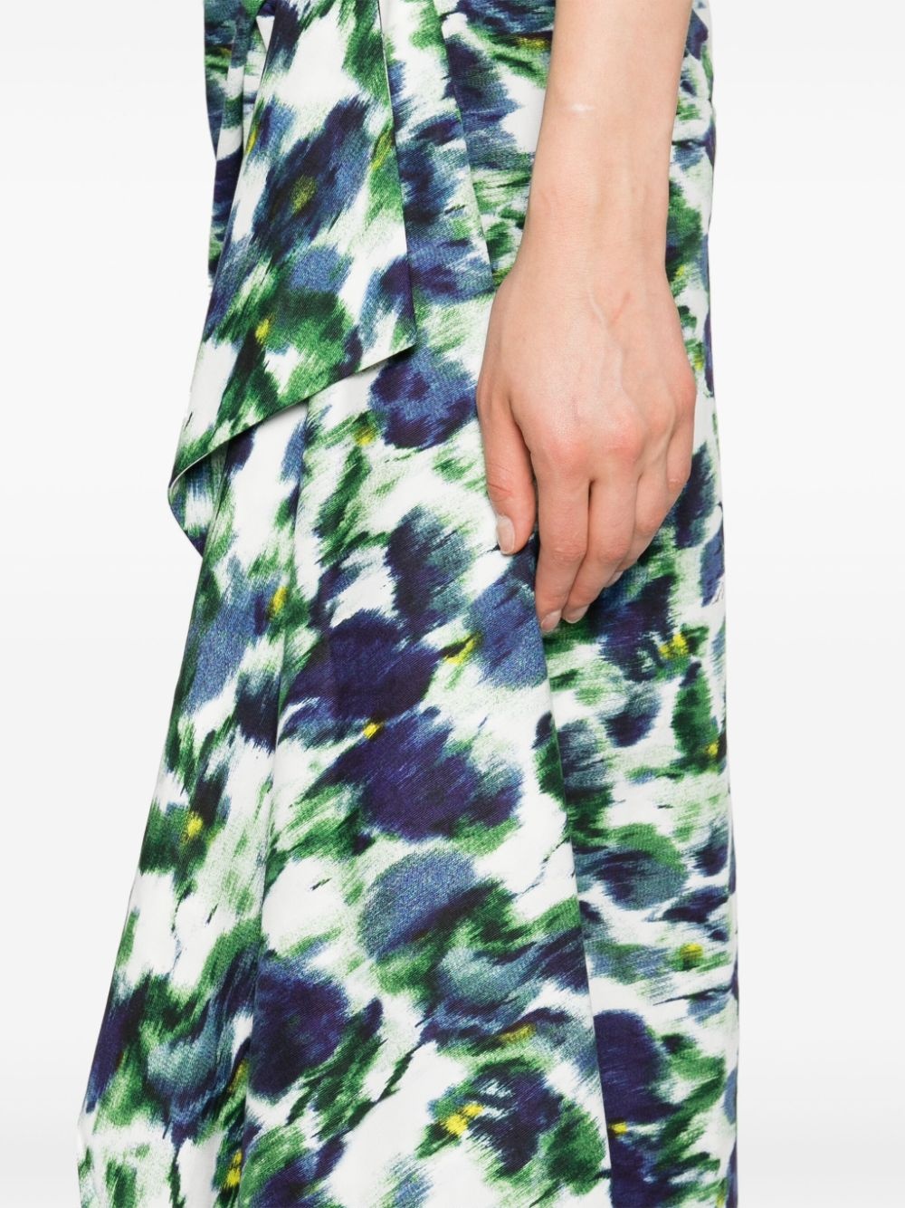 floral-print draped midi skirt - 5