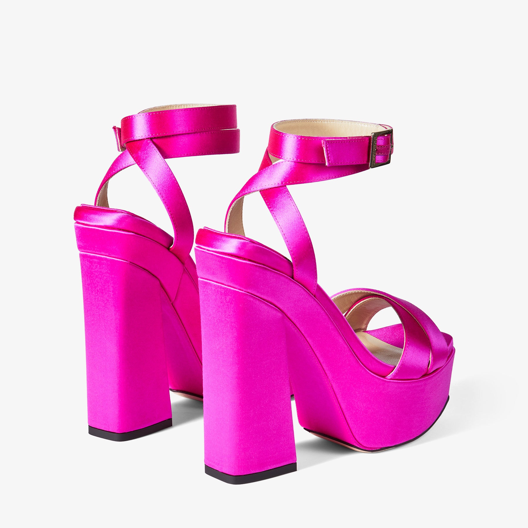 Gaia 140
Fuchsia Satin Platform Sandals - 6