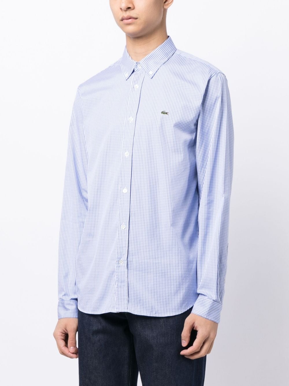 crocodile logo-patch plaid shirt - 3