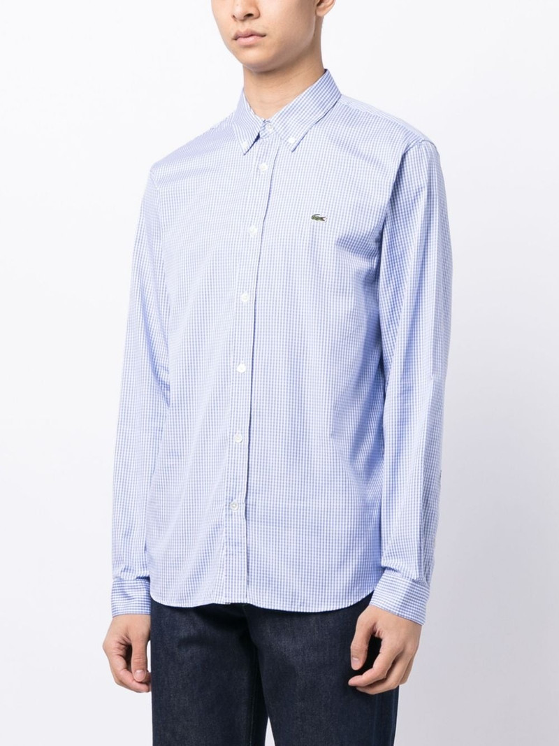 crocodile logo-patch plaid shirt 3