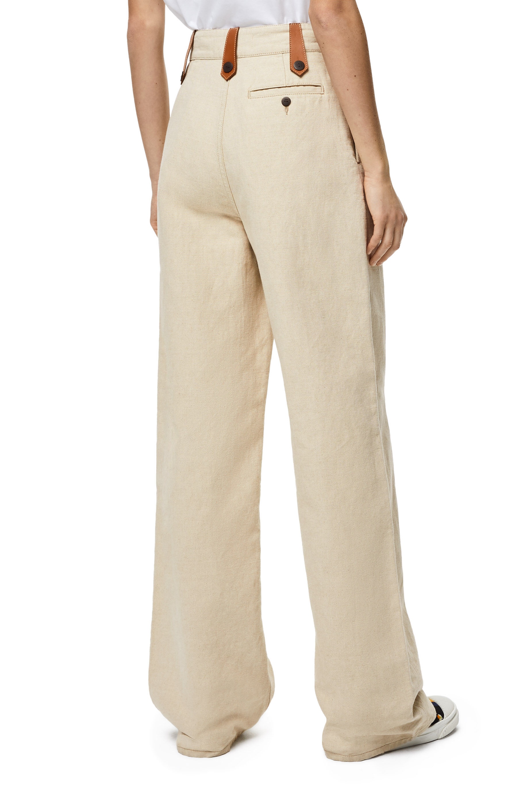 Flare trousers in cotton and linen - 4