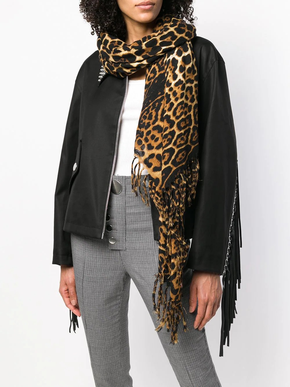 leopard-print scarf - 2