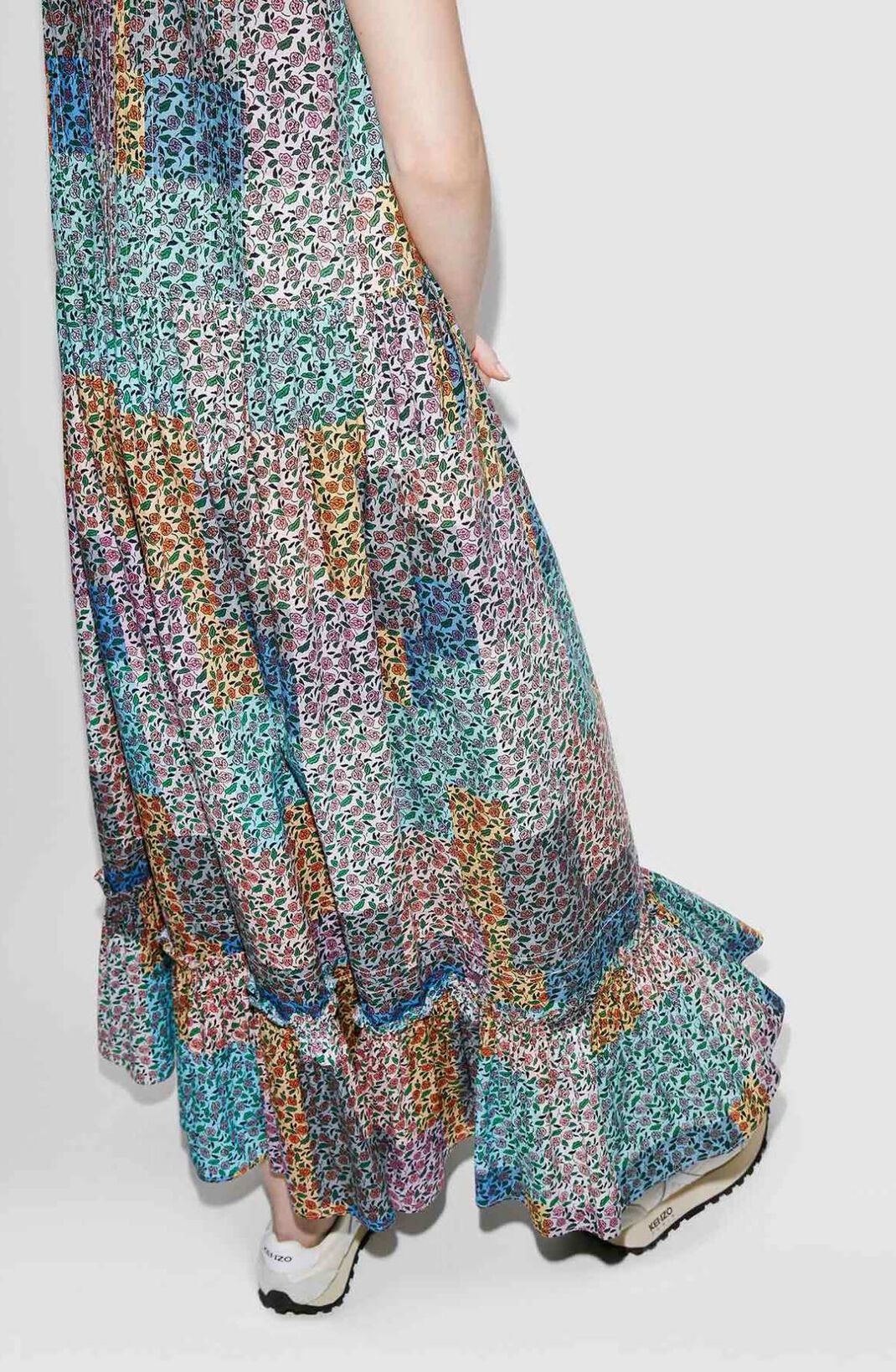 'Patchwork' pleated midi dress - 5