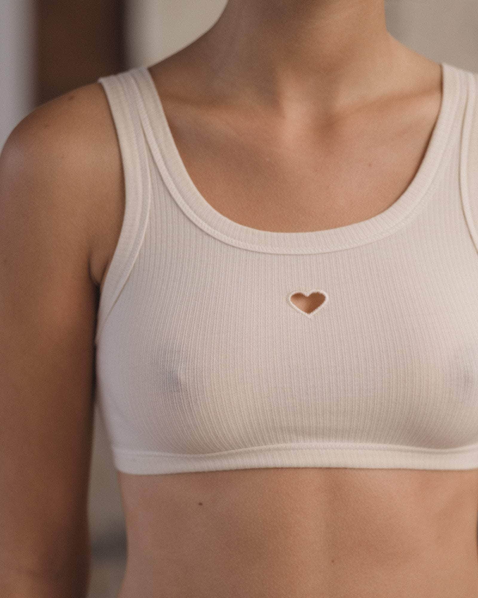 Heart Bra - Fine Organic Cotton Rib - 6
