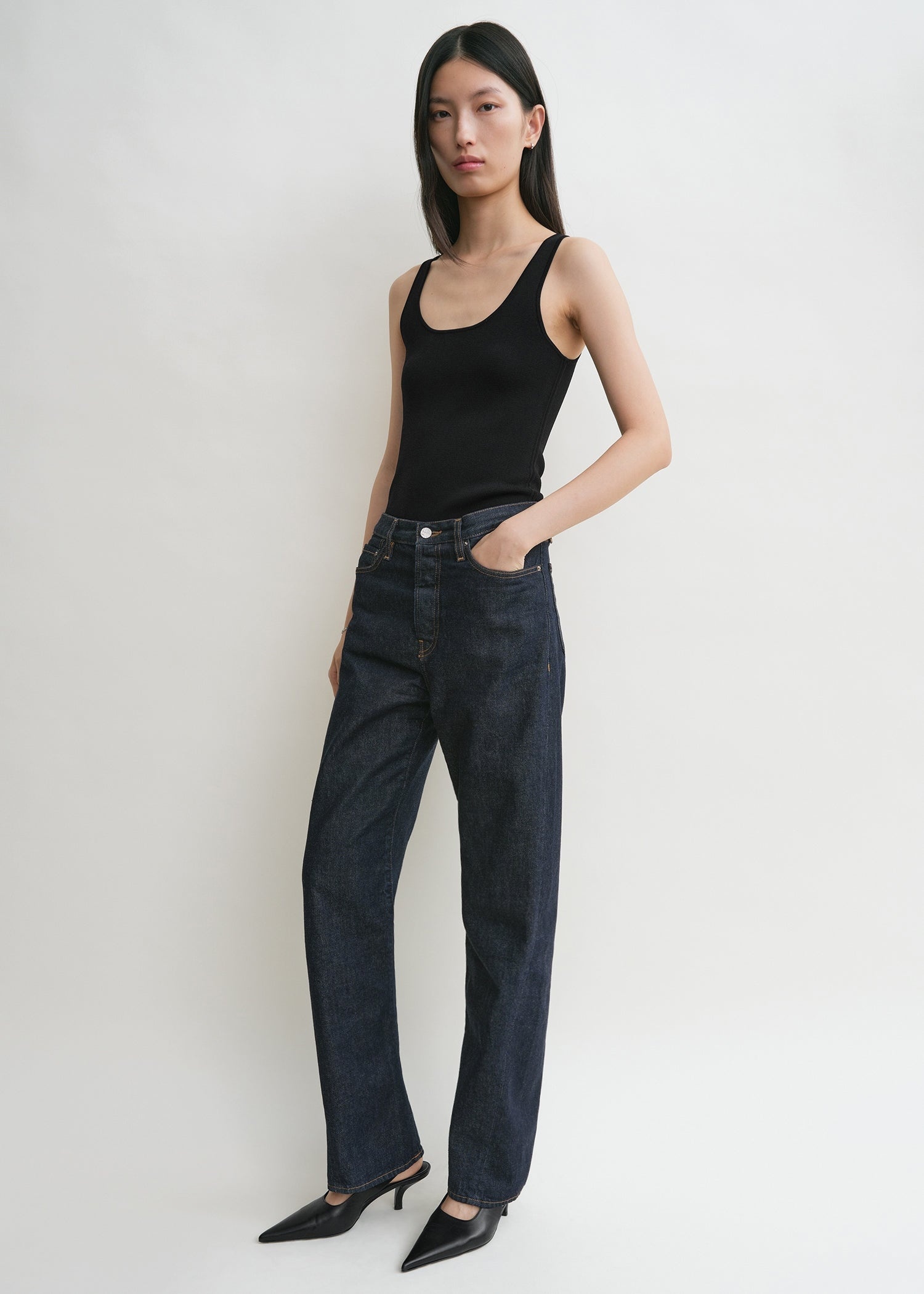 Twisted seam denim full length rinsed blue - 2