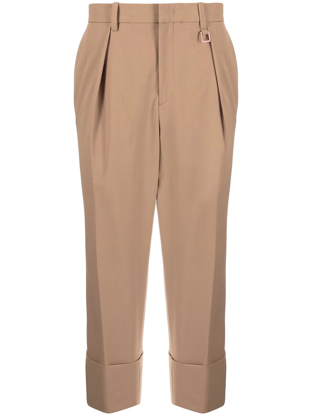 buckle-detail pleated cropped trousers - 1