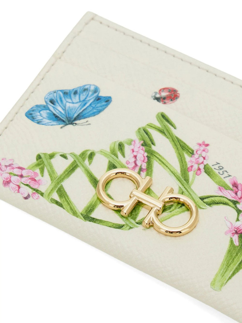 Gancini Card Holder with Floral Print 3