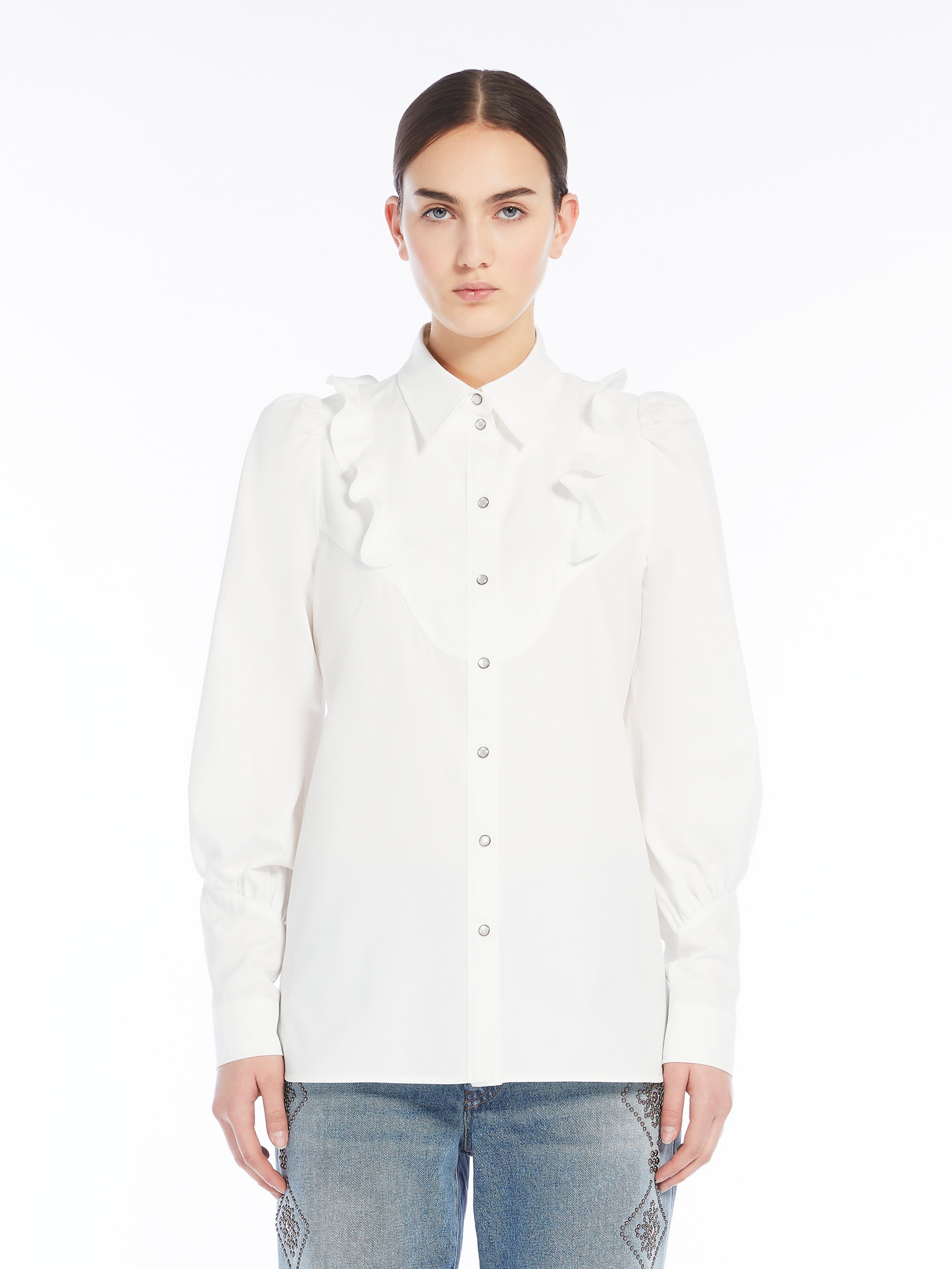 PANCIA Ruched cotton twill shirt - 3