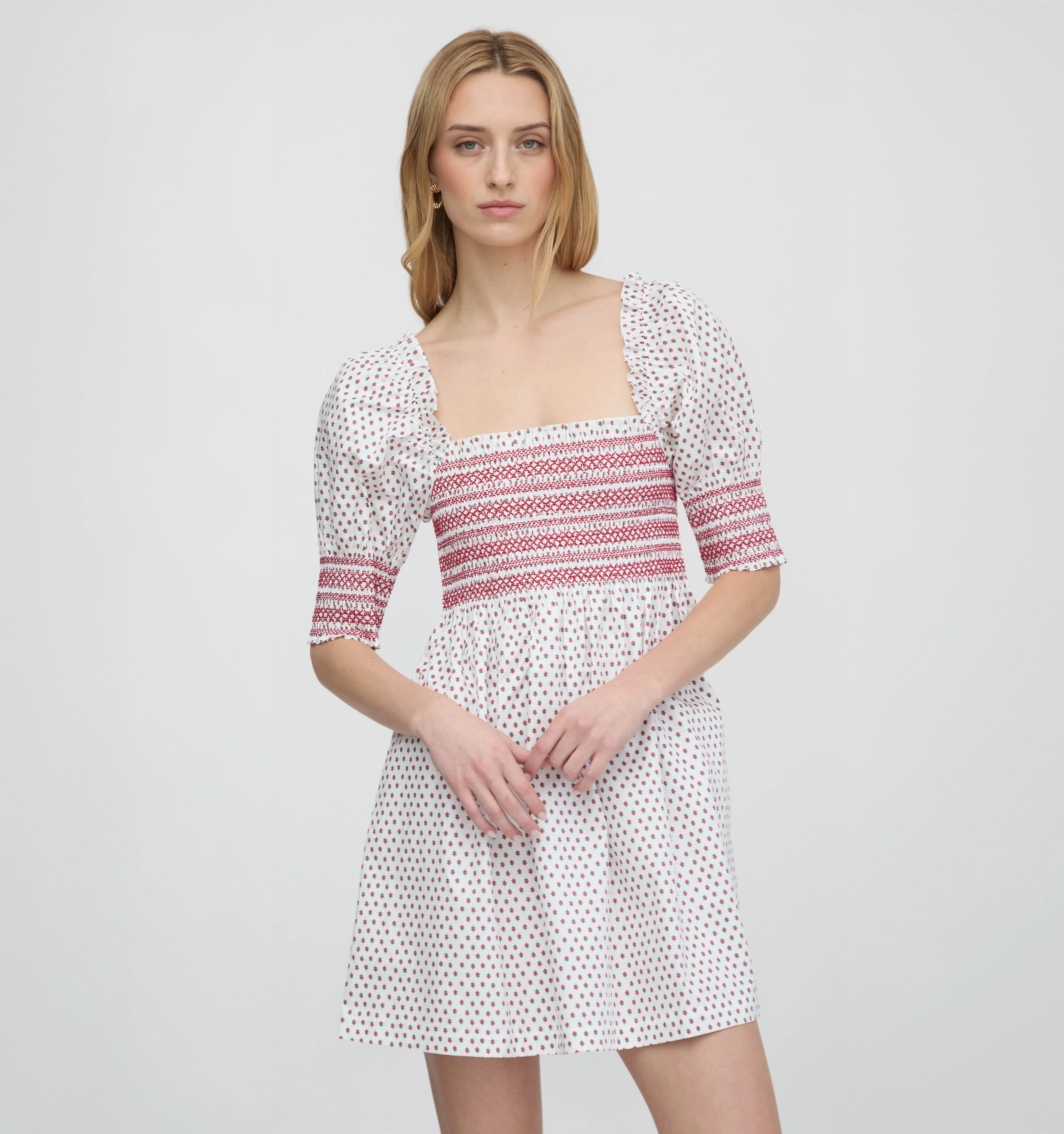 The Lila Nap Dress - White Poppy Half Drop - 1