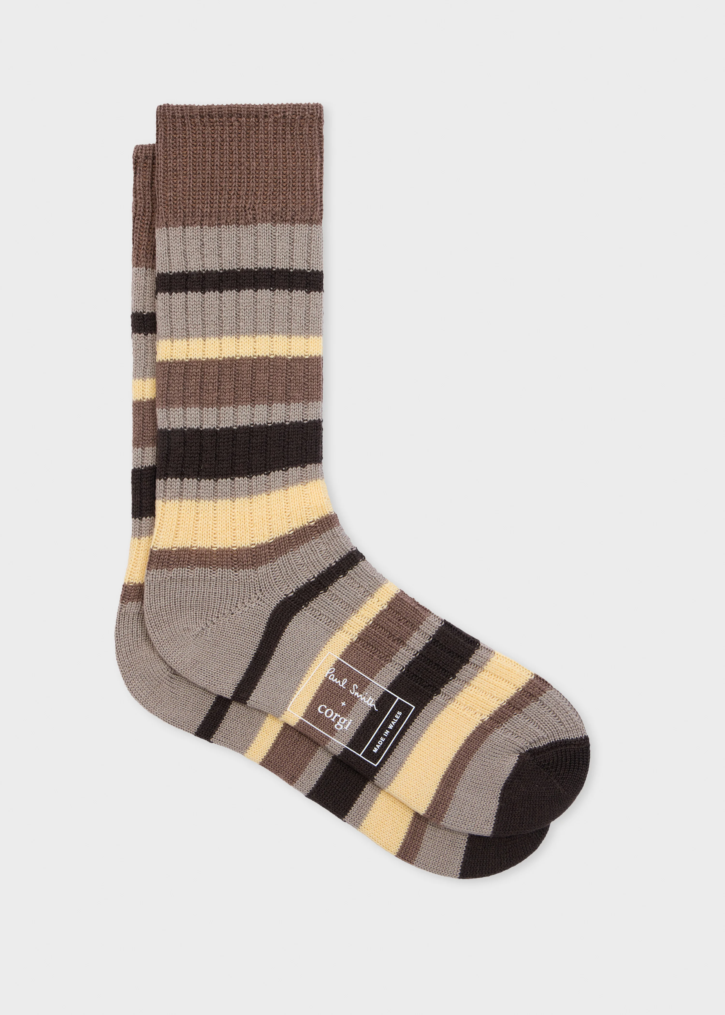 Brown Stripe Merino Wool Socks - 1