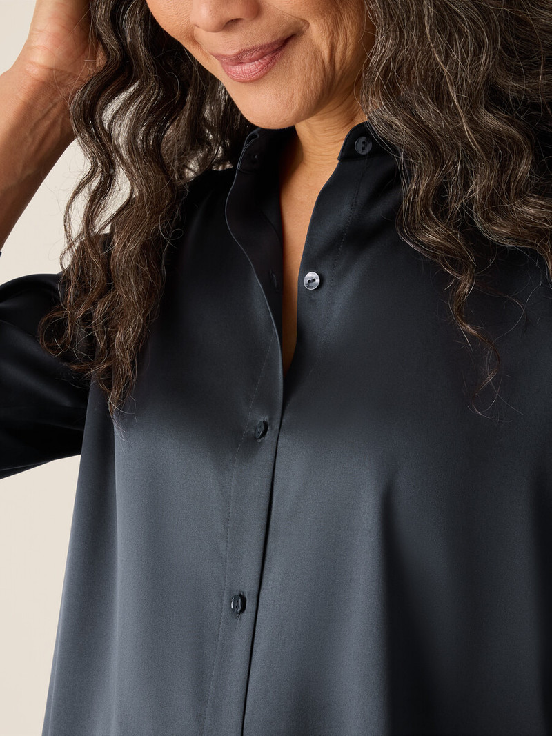 Stretch Silk Charmeuse Classic Collar Shirt 5