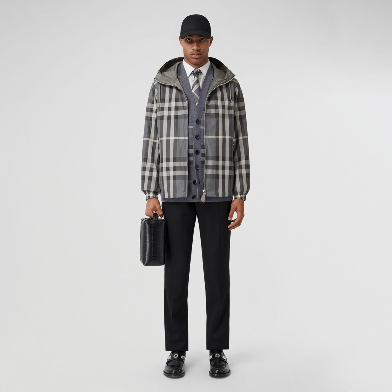 Reversible Check Cotton Blend Hooded Jacket - 7