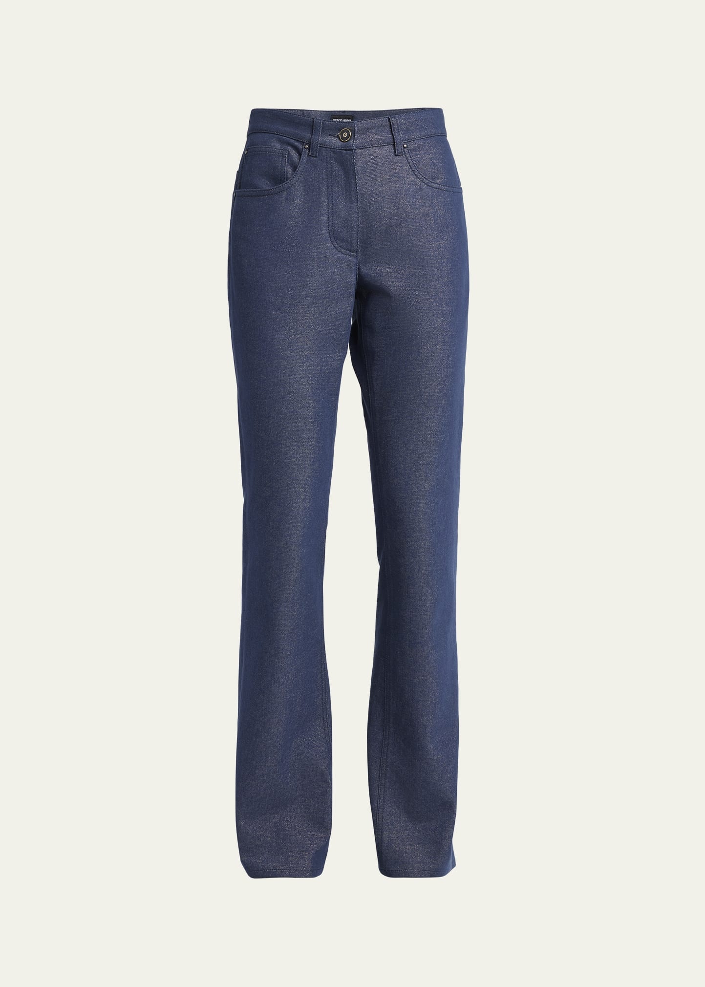 Bootleg Denim Jeans with Logo Embroidery - 1