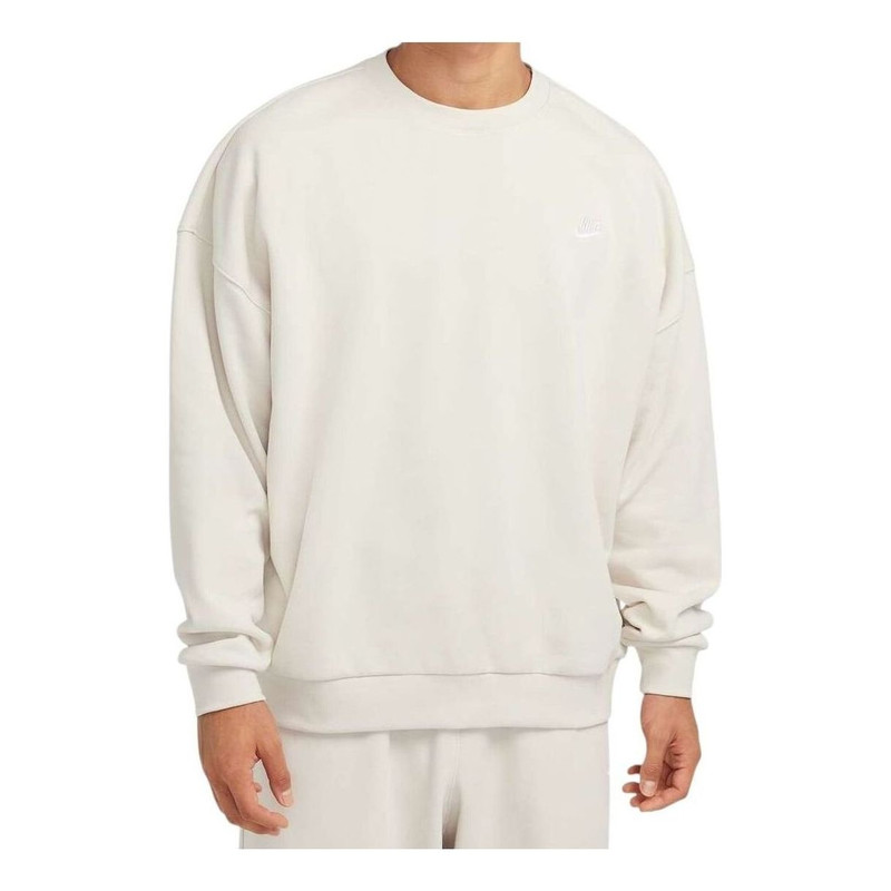 Nike Club Fleece Oversized French Terry Crew Top Asia Sizing 'Beige' HJ1820-104 - 1