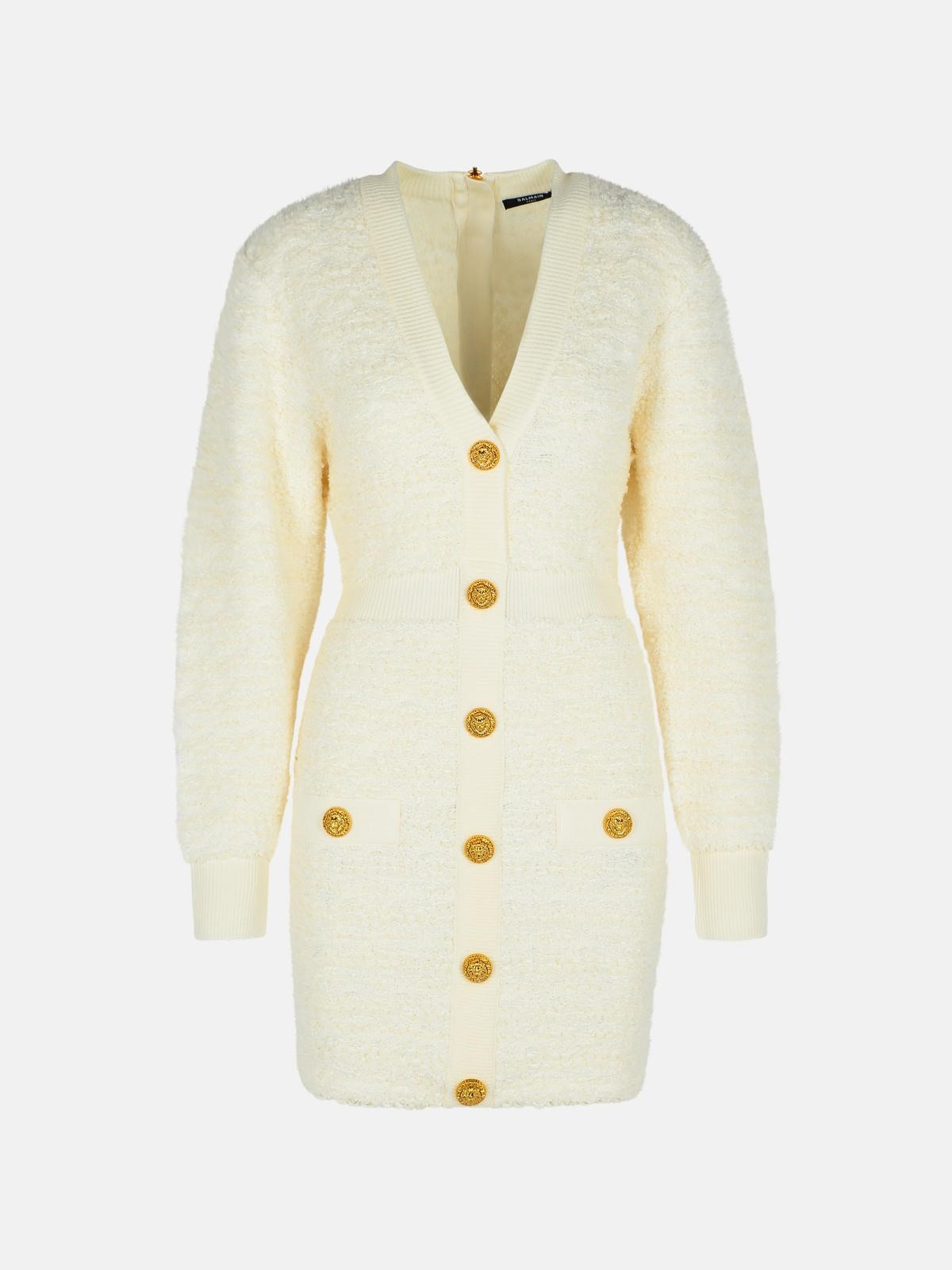 WHITE WOOL BLEND DRESS - 1