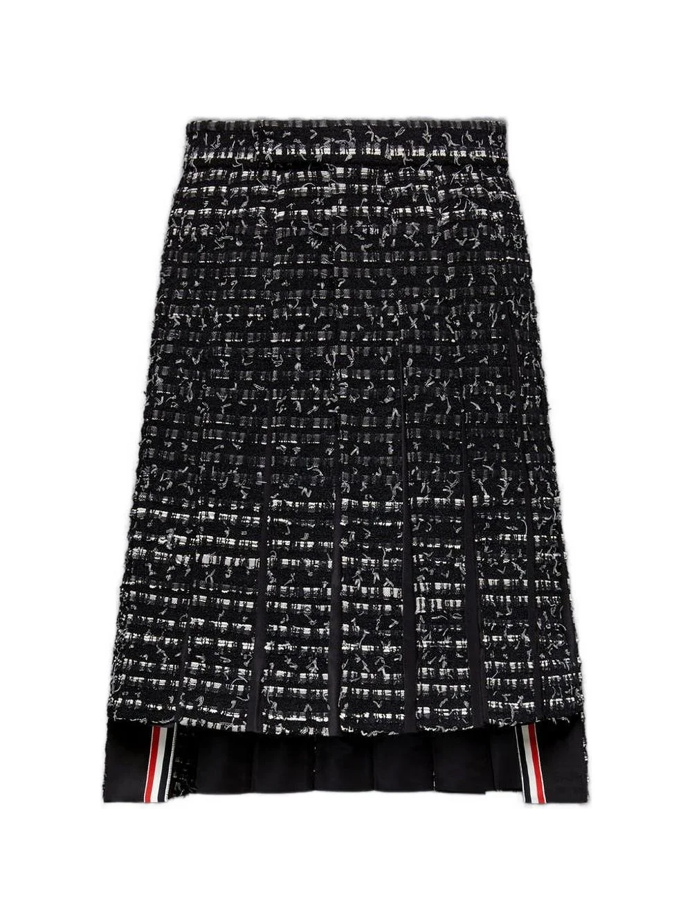 pleated ribbon tweed skirt - 1