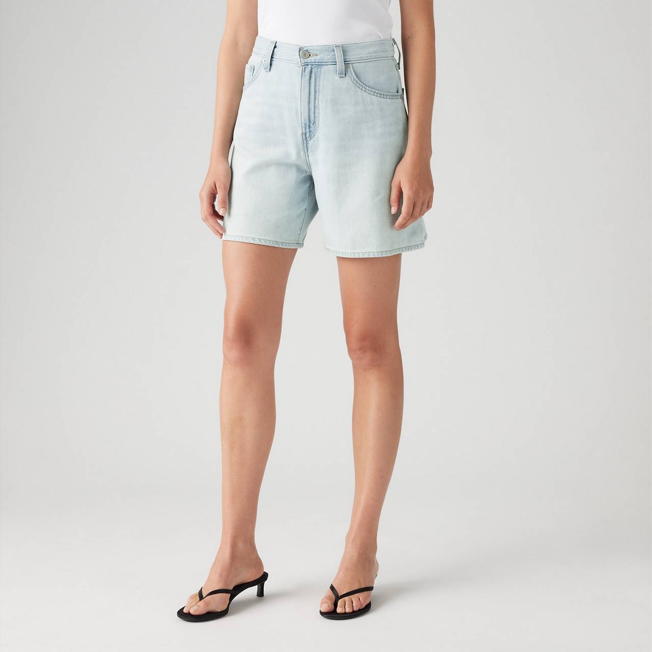 HIGH RISE BAGGY LINEN+ DENIM LIGHTWEIGHT WOMEN'S SHORTS - 4