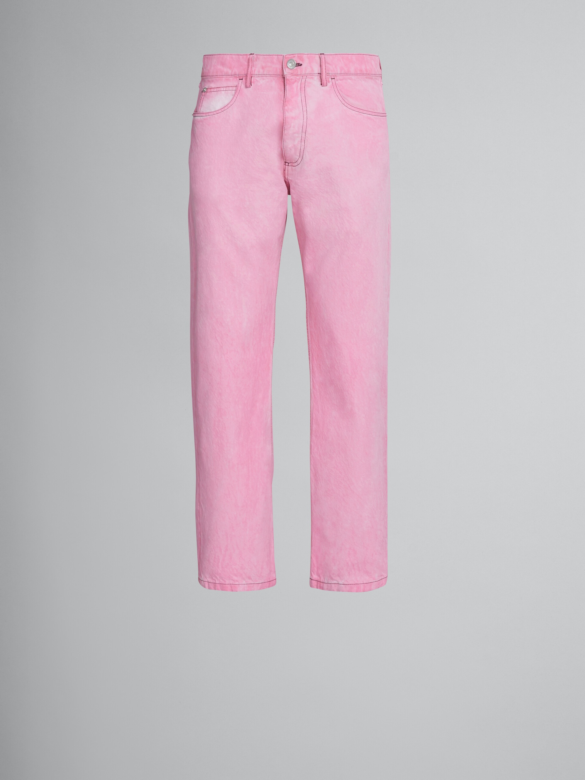STRAIGHT TROUSERS IN PINK COTTON DRILL - 1
