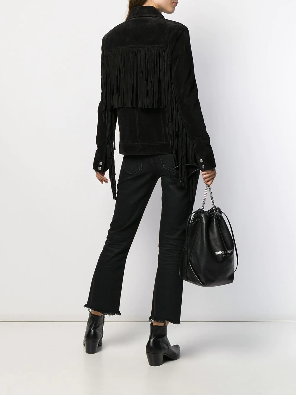 snap fastening fringed jacket - 2