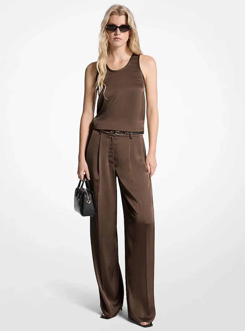 Drapey Satin Wide Leg Pants - 1