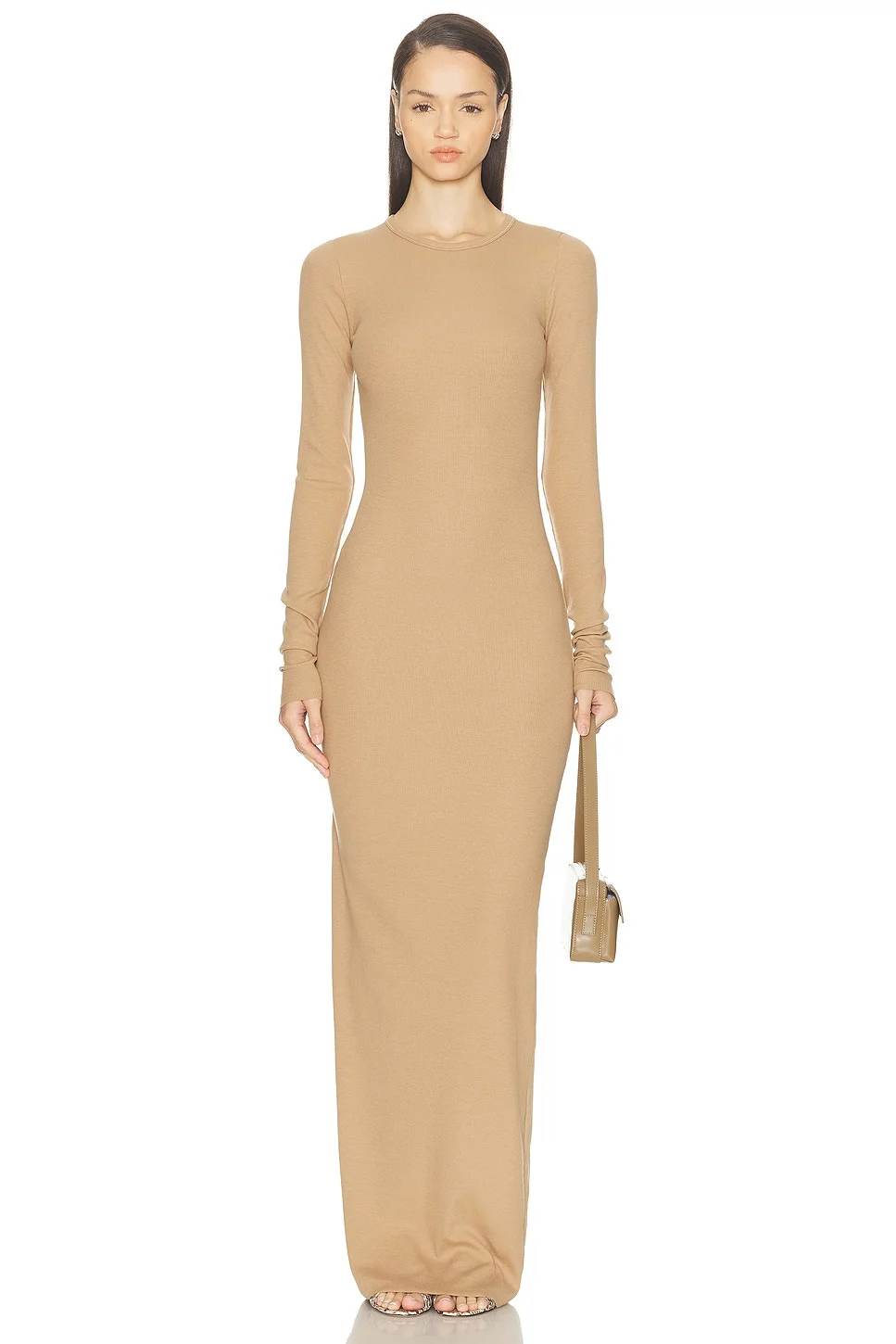 Long Sleeve Crewneck Butter Rib Maxi Dress - 1