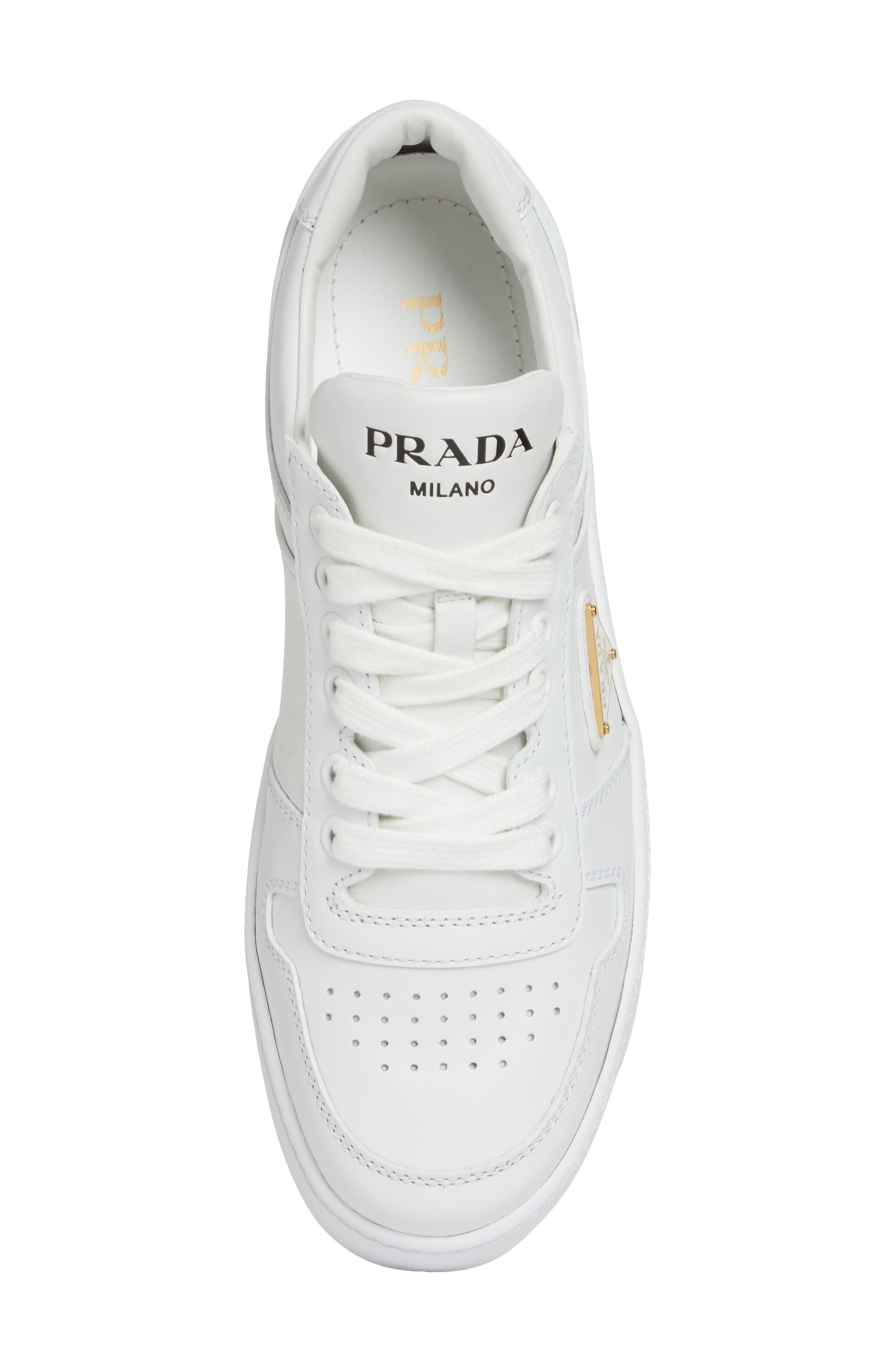 Prada Flatform Downtown Leather Sneaker in Bianco at Nordstrom - 5