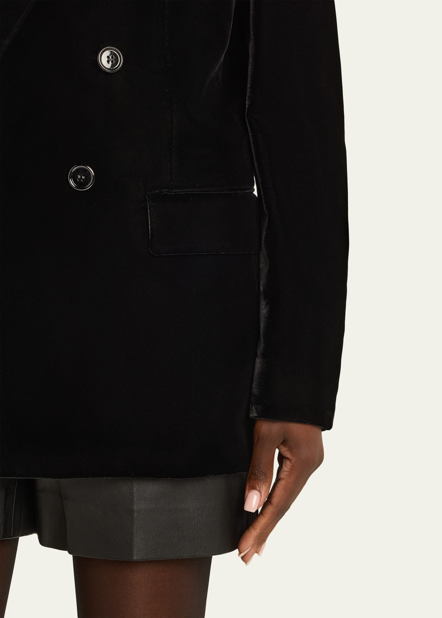 Velvet Double-Breasted Blazer - 5