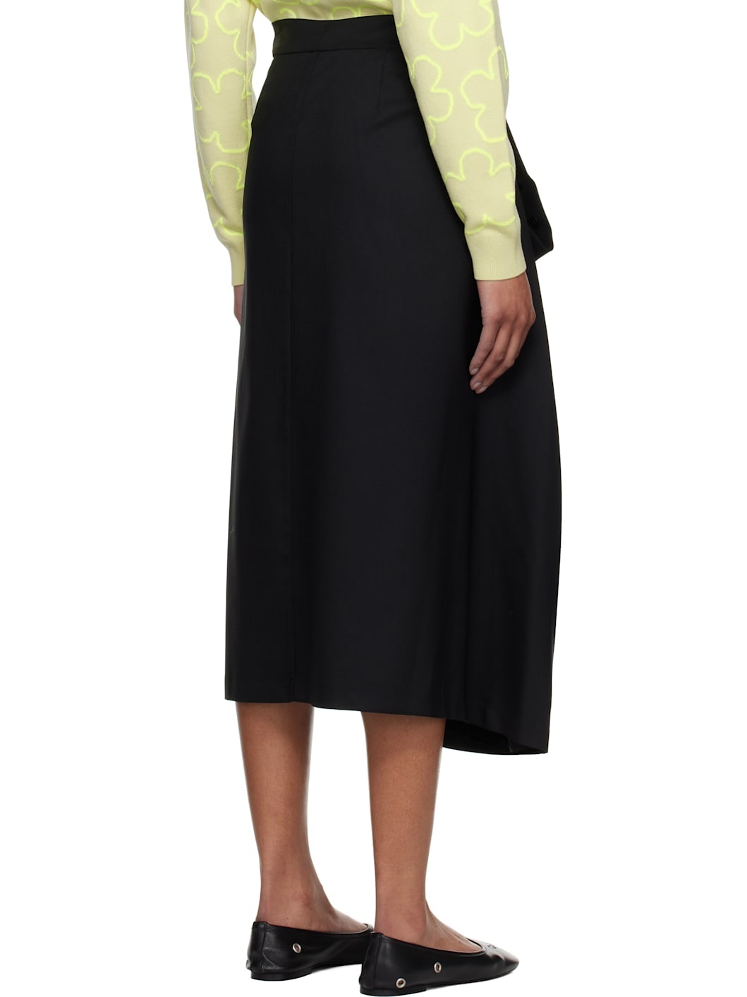 Black  Paris Virgin Wool Midi Skirt - 3