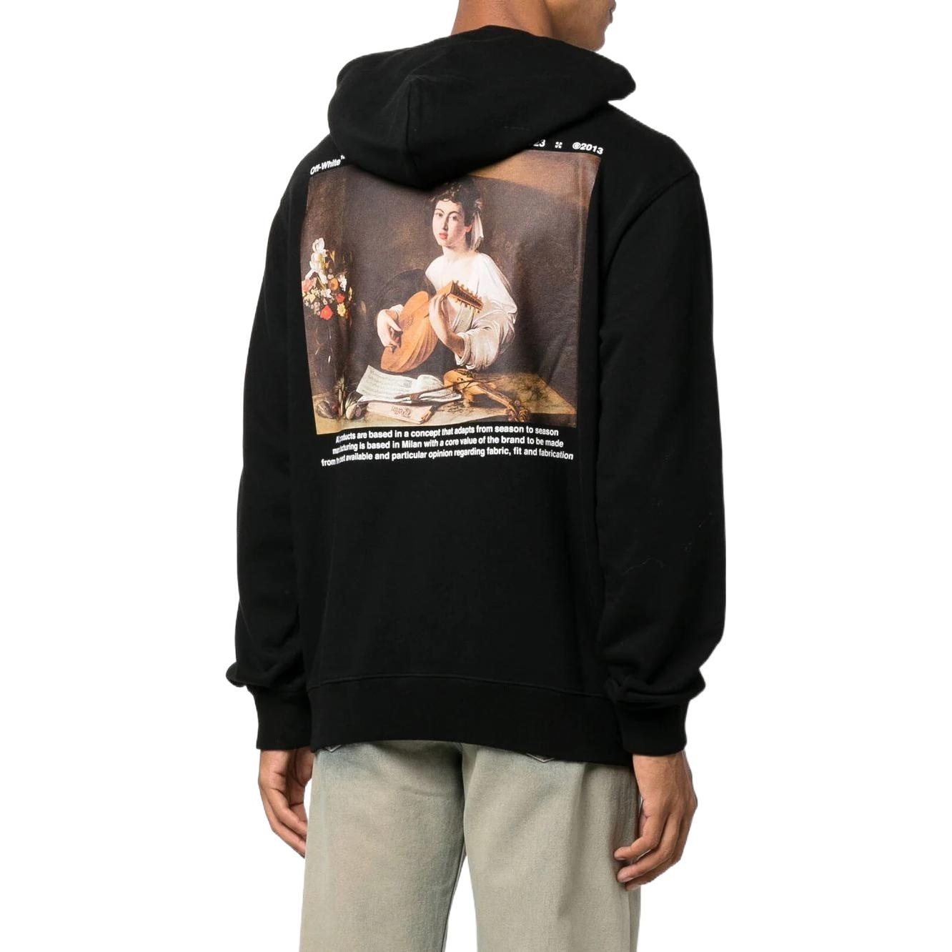 Men's Off-White FW22 Character Printing Hooded Long Sleeves Loose Fit Black OMBB097C99FLE0101001 - 3