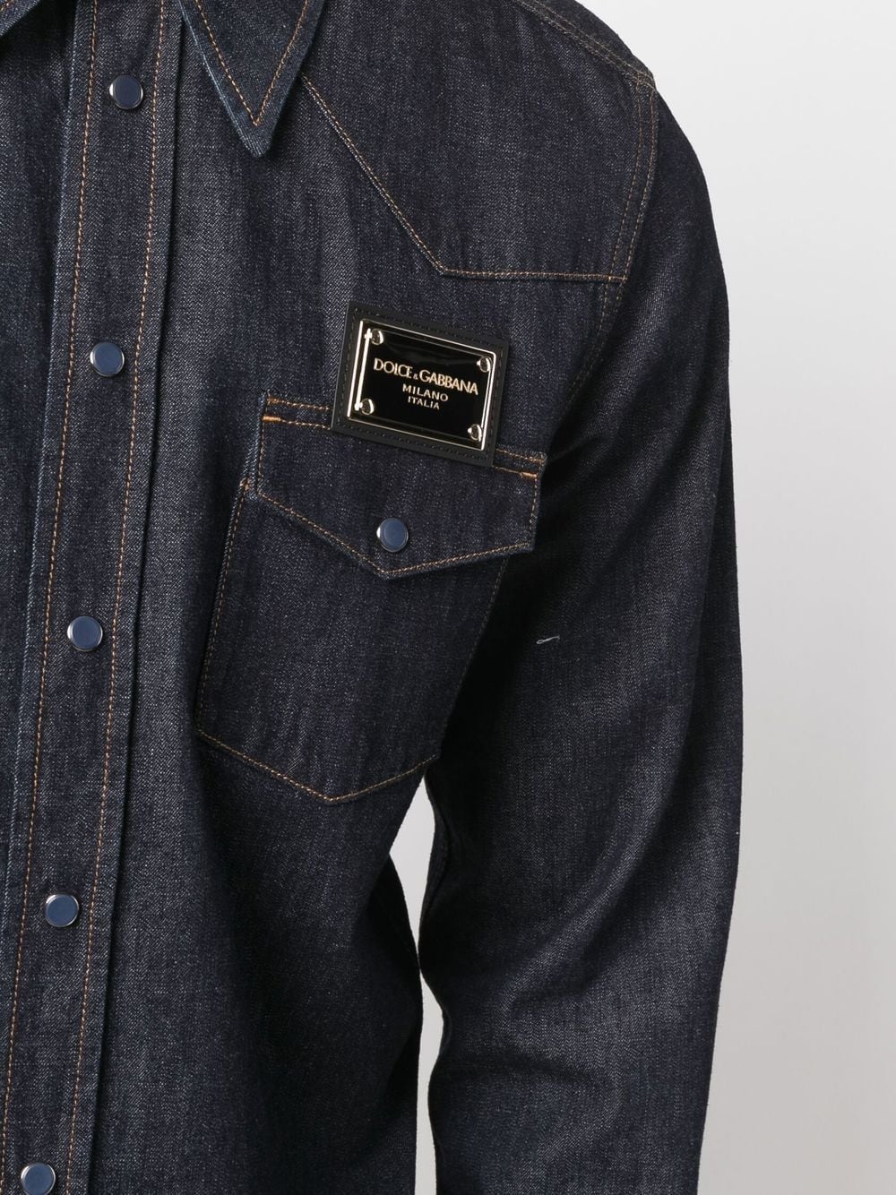 logo-plaque denim western shirt - 5